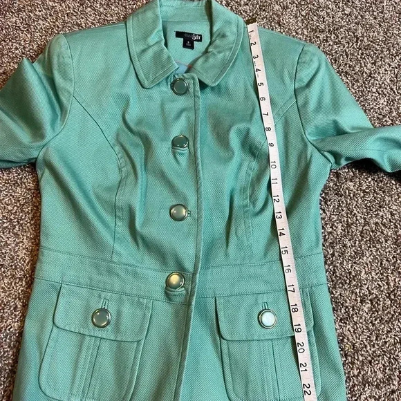 - East 5th Jacket Mint Green Canvas Textured 3/4 Sleeve Blazer Size Small - Picture 9 of 11